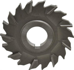 Made in USA - 3-1/2" Diam x 3/8" Width of Cut, 18 Teeth, High Speed Steel Side Milling Cutter - Staggered Teeth, Uncoated - Industrial Tool & Supply