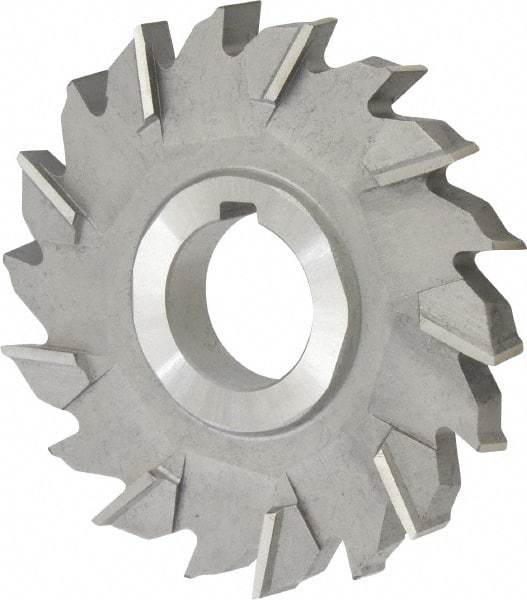 Made in USA - 3-1/2" Diam x 7/16" Width of Cut, 18 Teeth, High Speed Steel Side Milling Cutter - Staggered Teeth, Uncoated - Industrial Tool & Supply