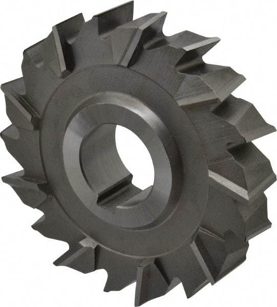 Made in USA - 3-1/2" Diam x 3/4" Width of Cut, 18 Teeth, High Speed Steel Side Milling Cutter - Staggered Teeth, Uncoated - Industrial Tool & Supply