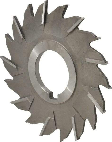 Made in USA - 4" Diam x 3/16" Width of Cut, 18 Teeth, High Speed Steel Side Milling Cutter - Staggered Teeth, Uncoated - Industrial Tool & Supply