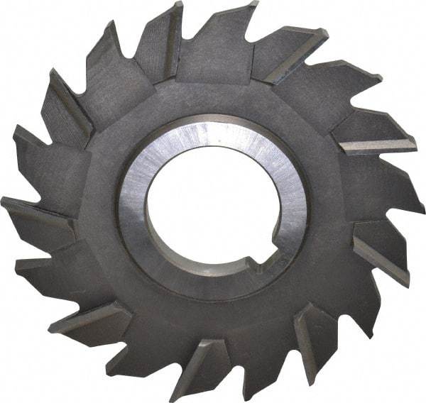 Made in USA - 4" Diam x 5/16" Width of Cut, 18 Teeth, High Speed Steel Side Milling Cutter - Staggered Teeth, Uncoated - Industrial Tool & Supply