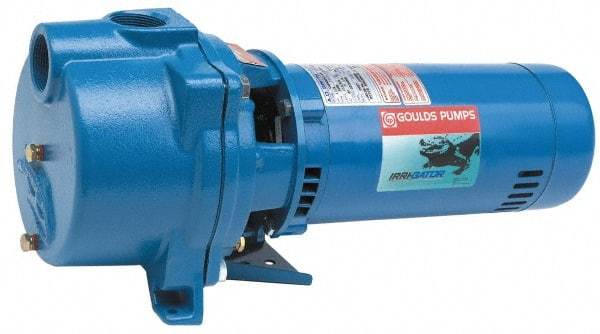 Goulds Pumps - 115/230 Volt, 16.2/8.1 Amp, 1 Phase, 1 HP, Self Priming Centrifugal Pump - 48J Frame, 1-1/2 Inch Inlet, 60 Max GPM, ODP Motor, Cast Iron Housing, Noryl Impeller, 118 Ft. Shut Off, Carbon Ceramic Mechanical Seal - Industrial Tool & Supply