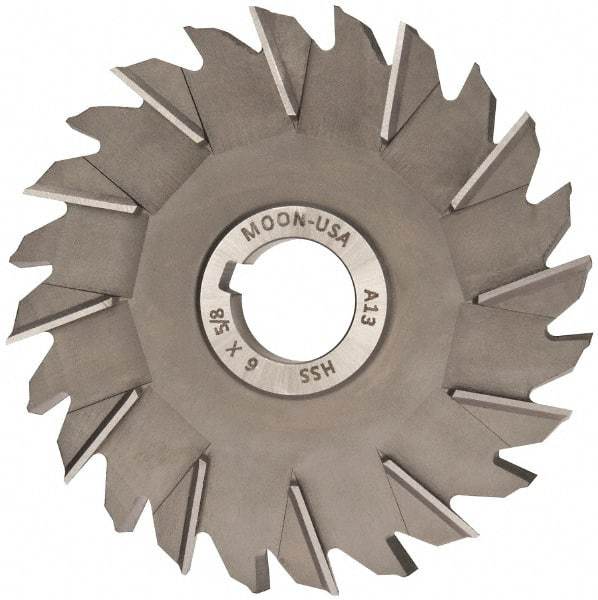 Made in USA - 6" Diam x 5/8" Width of Cut, 24 Teeth, High Speed Steel Side Milling Cutter - Staggered Teeth, Uncoated - Industrial Tool & Supply