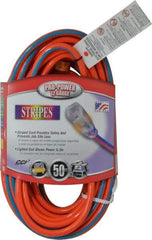 Southwire - 50', 12/3 Gauge/Conductors, Orange/Blue Outdoor Extension Cord - 1 Receptacle, 15 Amps, 125 VAC, UL SJTW, NEMA 5-15P, 5-15R - Industrial Tool & Supply