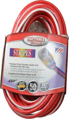 Southwire - 50', 12/3 Gauge/Conductors, Red/White Outdoor Extension Cord - 1 Receptacle, 15 Amps, 125 VAC, UL SJTW, NEMA 5-15P, 5-15R - Industrial Tool & Supply