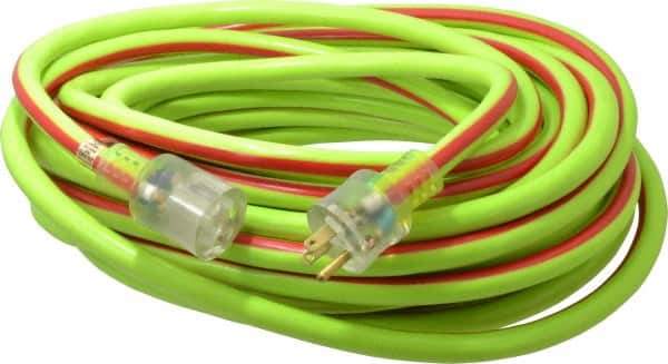 Southwire - 50', 10/3 Gauge/Conductors, Green/Red Outdoor Extension Cord - 1 Receptacle, 15 Amps, 125 VAC, UL SJTW, NEMA 5-15P, 5-15R - Industrial Tool & Supply