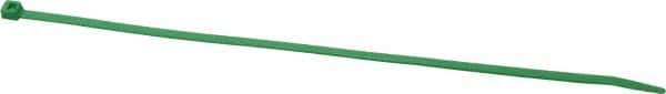 Made in USA - 8-7/8" Long Green Nylon Standard Cable Tie - 40 Lb Tensile Strength, 1.24mm Thick, 1-3/4" Max Bundle Diam - Industrial Tool & Supply