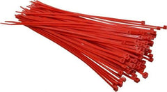 Made in USA - 11-1/4" Long Red Nylon Standard Cable Tie - 50 Lb Tensile Strength, 1.32mm Thick, 3" Max Bundle Diam - Industrial Tool & Supply