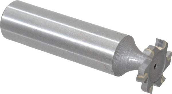 Made in USA - 5/8" Diam x 3/32" Face Width, Carbide-Tipped, 6 Teeth, Shank Connection Woodruff Keyseat Cutter - Uncoated, 2-3/32" OAL x 1/2" Shank, Staggered Teeth, ANSI 305, Old Standard 4 - Industrial Tool & Supply