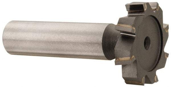 Made in USA - 1-1/8" Diam x 1/4" Face Width, Carbide-Tipped, 8 Teeth, Shank Connection Woodruff Keyseat Cutter - Uncoated, 2-1/4" OAL x 1/2" Shank, Staggered Teeth, ANSI 809, Old Standard 18 - Industrial Tool & Supply
