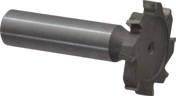 Made in USA - 1-1/4" Diam x 3/16" Face Width, Carbide-Tipped, 8 Teeth, Shank Connection Woodruff Keyseat Cutter - Uncoated, 2-3/16" OAL x 1/2" Shank, Staggered Teeth, ANSI 610, Old Standard 19 - Industrial Tool & Supply