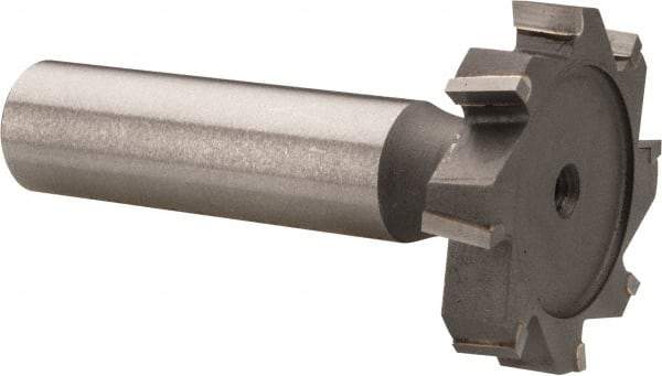 Made in USA - 1-1/4" Diam x 7/32" Face Width, Carbide-Tipped, 8 Teeth, Shank Connection Woodruff Keyseat Cutter - Uncoated, 2-7/32" OAL x 1/2" Shank, Staggered Teeth, ANSI 710, Old Standard 20 - Industrial Tool & Supply