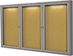 Ghent - 36" Wide x 24" High Enclosed Cork Bulletin Board - Natural Cork, Aluminum Frame - Industrial Tool & Supply