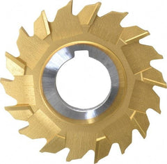 Made in USA - 3" Diam x 3/16" Width of Cut, 18 Teeth, High Speed Steel Side Milling Cutter - Staggered Teeth, TiN Coated - Industrial Tool & Supply