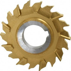 Made in USA - 3" Diam x 5/16" Width of Cut, 18 Teeth, High Speed Steel Side Milling Cutter - Staggered Teeth, TiN Coated - Industrial Tool & Supply