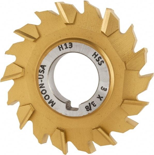 Made in USA - 3" Diam x 3/8" Width of Cut, 18 Teeth, High Speed Steel Side Milling Cutter - Staggered Teeth, TiN Coated - Industrial Tool & Supply