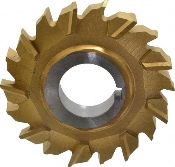 Made in USA - 3" Diam x 1/2" Width of Cut, 18 Teeth, High Speed Steel Side Milling Cutter - Staggered Teeth, TiN Coated - Industrial Tool & Supply