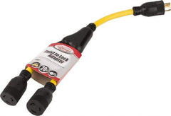 Southwire - 2 Outlets, 125 VAC, 20 Amp, Yellow and Black, Y Adapter - L5-20P, L5-20R NEMA Configuration, 20 Inch Long, UL Listed - Industrial Tool & Supply