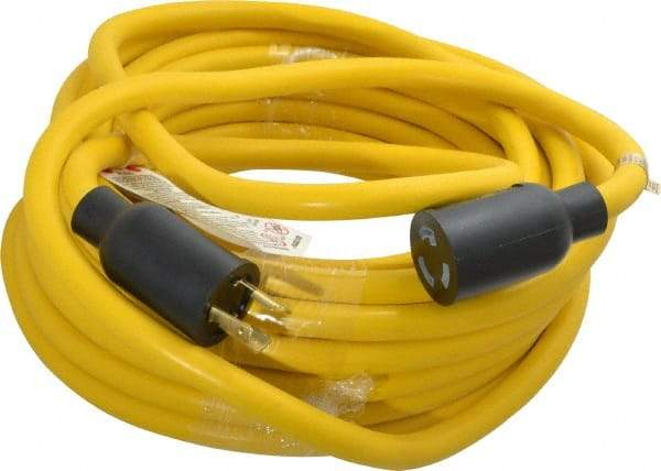 Southwire - 50', 12/3 Gauge/Conductors, Yellow Wet & Dry Location, Indoor & Outdoor Extension Cord - 1 Receptacle, 20 Amps, 125 VAC, UL STW, NEMA L5-20P, L5-20R - Industrial Tool & Supply