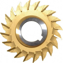 Made in USA - 3" Diam x 1/4" Width of Cut, 20 Teeth, High Speed Steel Side Milling Cutter - Straight Teeth, TiN Coated - Industrial Tool & Supply