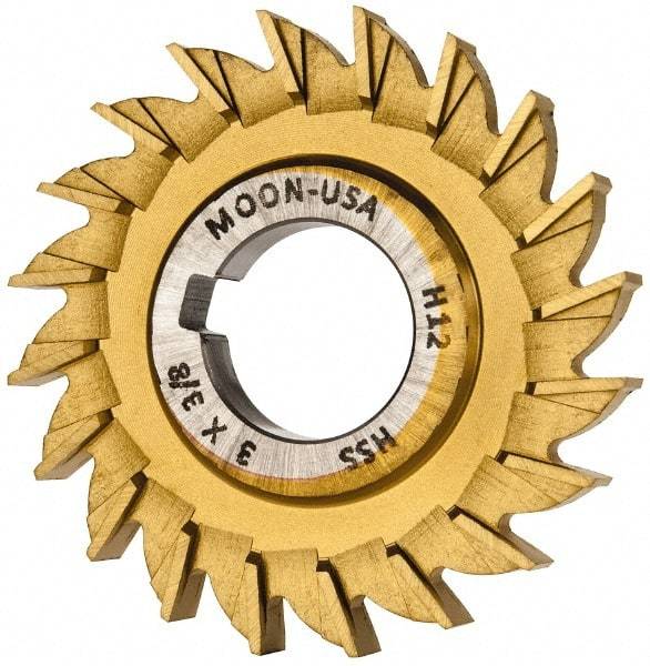 Made in USA - 3" Diam x 3/8" Width of Cut, 20 Teeth, High Speed Steel Side Milling Cutter - Straight Teeth, TiN Coated - Industrial Tool & Supply