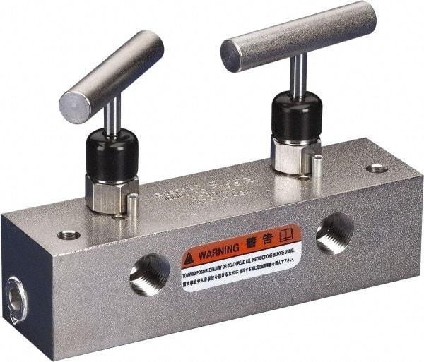 Enerpac - 3/8" Inlet, 3/8" Outlet Manifold - 6" Long x 1.63" Wide x 4.16" High, 150°F Max, 1 Inlet Port, 4 Outlet Ports - Industrial Tool & Supply