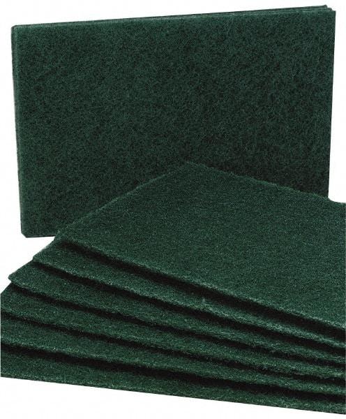 Ability One - 9-1/2" Long x 6" Wide x 1/4" Thick Scouring Pad - Medium-Duty, Green - Industrial Tool & Supply