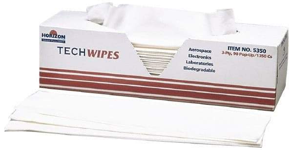 Ability One - Flat Fold Clean Room/Lab/Critical Task Wipes - 16-1/2" x 15" Sheet Size, White - Industrial Tool & Supply