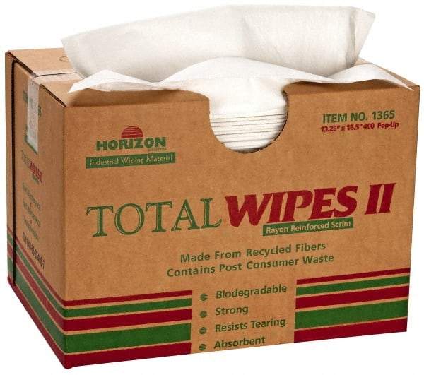 Ability One - Flat Fold Shop Towel/Industrial Wipes - 16-1/2" x 13" Sheet Size, White - Industrial Tool & Supply