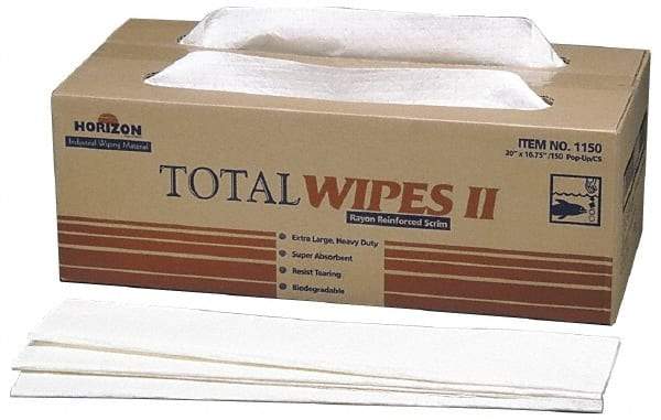 Ability One - Flat Fold Shop Towel/Industrial Wipes - 16-1/2" x 20" Sheet Size, White - Industrial Tool & Supply