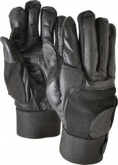 Ability One - Size 2XL (11) Leather/Spandex/Gel Padded Anti-Vibration/Impact Protection Work Gloves - For Mechanic's & Lifting, Uncoated, Hook & Loop Cuff, Full Fingered, Black, Paired - Industrial Tool & Supply