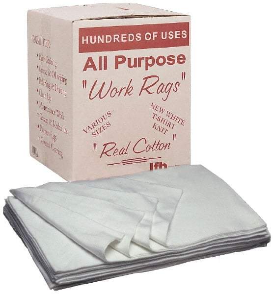 Ability One - 9 Inch Long x 11-1/2 Inch Wide Cotton Rags - White, Box - Industrial Tool & Supply