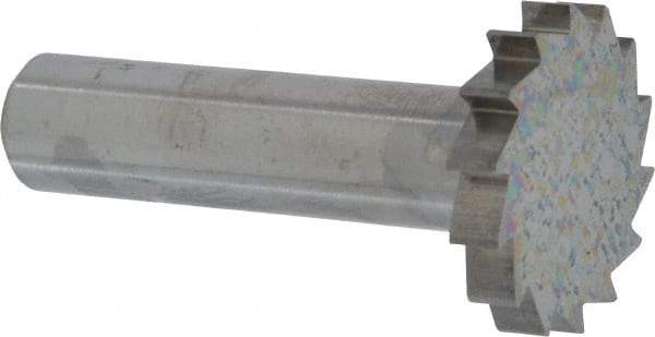 Made in USA - 1-1/8" Diam x 3/16" Face Width, Solid Carbide, 14 Teeth, Shank Connection Woodruff Keyseat Cutter - Uncoated, 2-3/16" OAL x 1/2" Shank, Straight Teeth, ANSI 609, Old Standard 16 - Industrial Tool & Supply