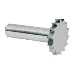 Made in USA - 1-1/4" Diam x 3/16" Face Width, Solid Carbide, 14 Teeth, Shank Connection Woodruff Keyseat Cutter - Uncoated, 2-3/16" OAL x 1/2" Shank, Straight Teeth, ANSI 610, Old Standard 19 - Industrial Tool & Supply