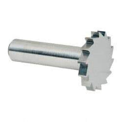 Made in USA - 1-1/4" Diam x 3/16" Face Width, Solid Carbide, 14 Teeth, Shank Connection Woodruff Keyseat Cutter - Uncoated, 2-3/16" OAL x 1/2" Shank, Straight Teeth, ANSI 610, Old Standard 19 - Industrial Tool & Supply