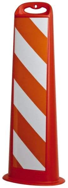 PRO-SAFE - 39" High x 8" Wide Reflective Vertical Panel - Plastic, 3.4 Lbs, White/Orange - Industrial Tool & Supply