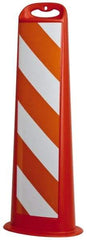 PRO-SAFE - 39" High x 8" Wide Reflective Vertical Panel - Plastic, 3.4 Lbs, White/Orange - Industrial Tool & Supply