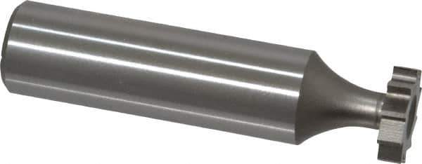 Made in USA - 1/2" Diam x 1/8" Face Width, High Speed Steel, 10 Teeth, Shank Connection Woodruff Keyseat Cutter - Uncoated, 2-1/8" OAL x 1/2" Shank, Straight Teeth, ANSI 404, Old Standard 3 - Industrial Tool & Supply