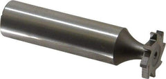 Made in USA - 5/8" Diam x 3/32" Face Width, High Speed Steel, 8 Teeth, Shank Connection Woodruff Keyseat Cutter - Uncoated, 2-3/32" OAL x 1/2" Shank, Straight Teeth, ANSI 305, Old Standard 4 - Industrial Tool & Supply