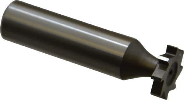 Made in USA - 5/8" Diam x 1/8" Face Width, High Speed Steel, 8 Teeth, Shank Connection Woodruff Keyseat Cutter - Uncoated, 2-1/8" OAL x 1/2" Shank, Straight Teeth, ANSI 405, Old Standard 5 - Industrial Tool & Supply