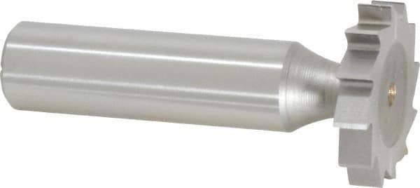 Made in USA - 1" Diam x 3/16" Face Width, High Speed Steel, 12 Teeth, Shank Connection Woodruff Keyseat Cutter - Uncoated, 2-3/16" OAL x 1/2" Shank, Straight Teeth, ANSI 608, Old Standard 13 - Industrial Tool & Supply