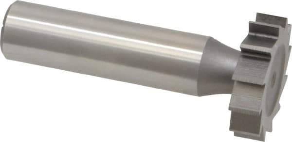 Made in USA - 1" Diam x 1/4" Face Width, High Speed Steel, 12 Teeth, Shank Connection Woodruff Keyseat Cutter - Uncoated, 2-1/4" OAL x 1/2" Shank, Straight Teeth, ANSI 808, Old Standard 15 - Industrial Tool & Supply