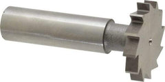 Made in USA - 1-1/8" Diam x 3/16" Face Width, High Speed Steel, 12 Teeth, Shank Connection Woodruff Keyseat Cutter - Uncoated, 2-3/16" OAL x 1/2" Shank, Straight Teeth, ANSI 609, Old Standard 16 - Industrial Tool & Supply