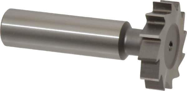 Made in USA - 1-1/8" Diam x 1/4" Face Width, High Speed Steel, 12 Teeth, Shank Connection Woodruff Keyseat Cutter - Uncoated, 2-1/4" OAL x 1/2" Shank, Straight Teeth, ANSI 809, Old Standard 18 - Industrial Tool & Supply