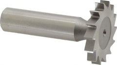 Made in USA - 1-1/4" Diam x 3/16" Face Width, High Speed Steel, 14 Teeth, Shank Connection Woodruff Keyseat Cutter - Uncoated, 2-3/16" OAL x 1/2" Shank, Straight Teeth, ANSI 610, Old Standard 19 - Industrial Tool & Supply