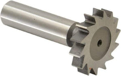 Made in USA - 1-1/4" Diam x 1/4" Face Width, High Speed Steel, 14 Teeth, Shank Connection Woodruff Keyseat Cutter - Uncoated, 2-1/4" OAL x 1/2" Shank, Straight Teeth, ANSI 810, Old Standard 21 - Industrial Tool & Supply