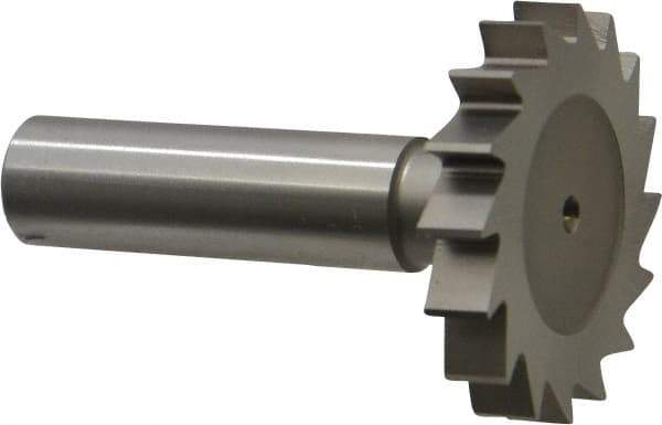 Made in USA - 1-1/2" Diam x 1/4" Face Width, High Speed Steel, 16 Teeth, Shank Connection Woodruff Keyseat Cutter - Uncoated, 2-1/4" OAL x 1/2" Shank, Straight Teeth, ANSI 812, Old Standard 24 - Industrial Tool & Supply