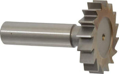Made in USA - 1-1/2" Diam x 5/16" Face Width, High Speed Steel, 16 Teeth, Shank Connection Woodruff Keyseat Cutter - Uncoated, 2-5/16" OAL x 1/2" Shank, Straight Teeth, ANSI 1012, Old Standard 25 - Industrial Tool & Supply