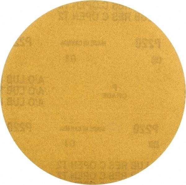 Made in USA - 6" Diam, 220 Grit, Aluminum Oxide Hook & Loop Disc - Very Fine Grade, Coated, C Weight Paper Backing, - Industrial Tool & Supply