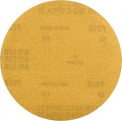 Made in USA - 6" Diam, 220 Grit, Aluminum Oxide Hook & Loop Disc - Very Fine Grade, Coated, C Weight Paper Backing, - Industrial Tool & Supply